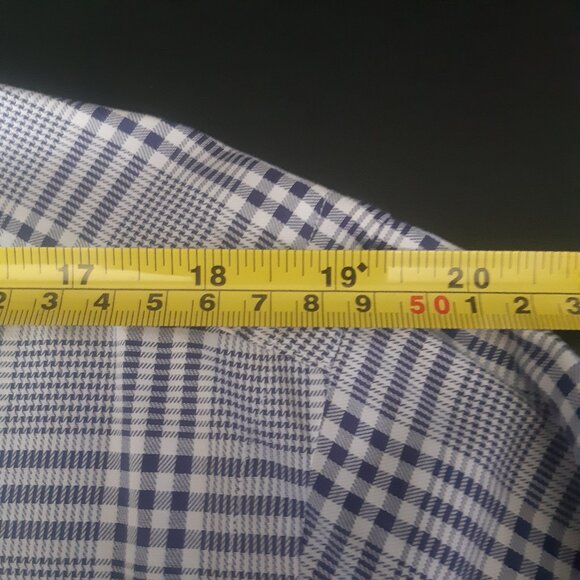 Thomas Dean SZ M French Cuff 100% Cotton Navy/White Plaid Men's Button Up Shirt - Picture 13 of 15